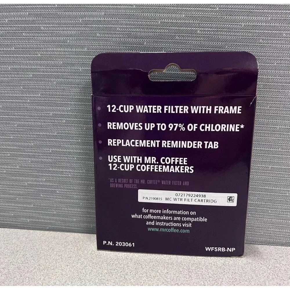NEW Mr Coffee 12 Cup Water Filter with Frame Replacement Reminder Tab WF5RB-NP